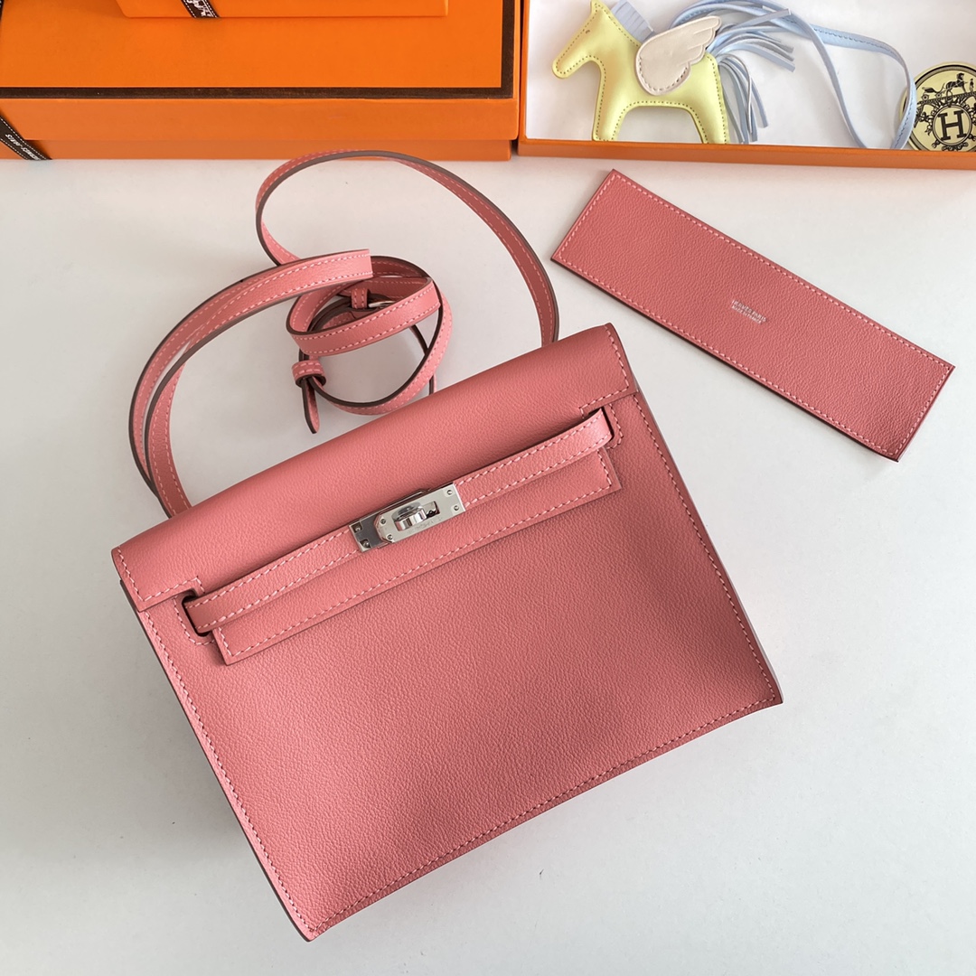 Hermes Kelly Danse Evercolor Bag In Rose Pink Color